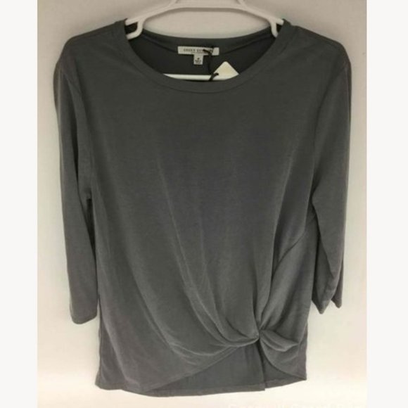 Green Envelope Tops - Green Envelope Gray Twist Front Top M NWT